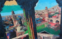 Naushad Alam, 30 x 48 Inch, Oil on Canvas,  Cityscape Painting, AC-NAL-115